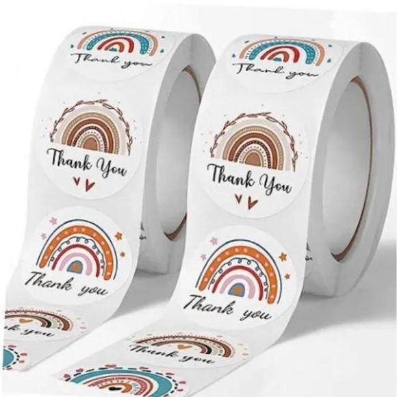 Boho Thank You Stickers Roll,Cute Thank You Tape Stickers for small business - Picture 3 of 7